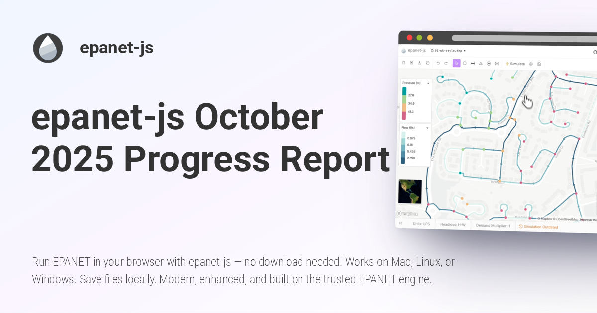 Epanet-JS October 2025 Progress Report