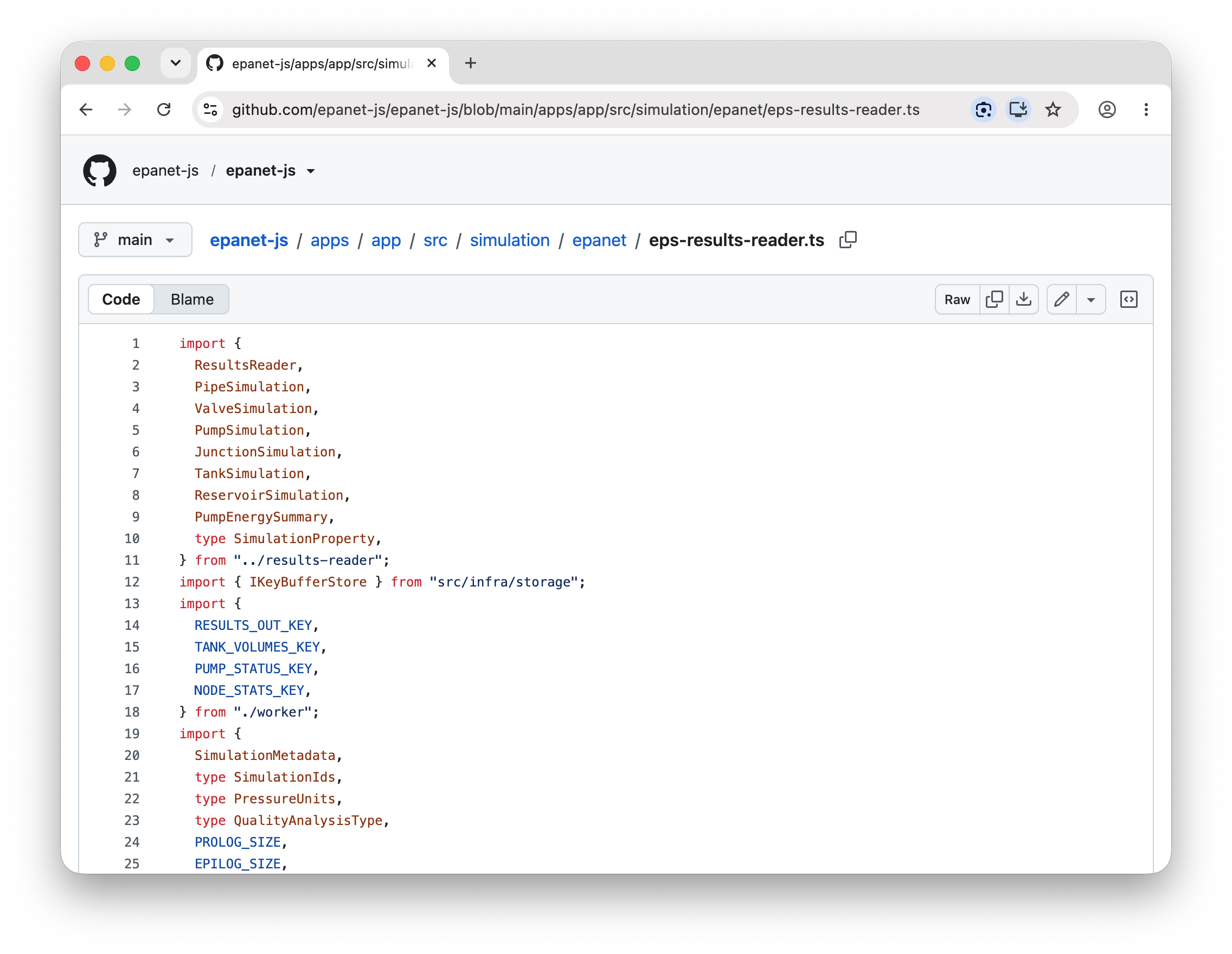 The public epanet-js source repository on GitHub.